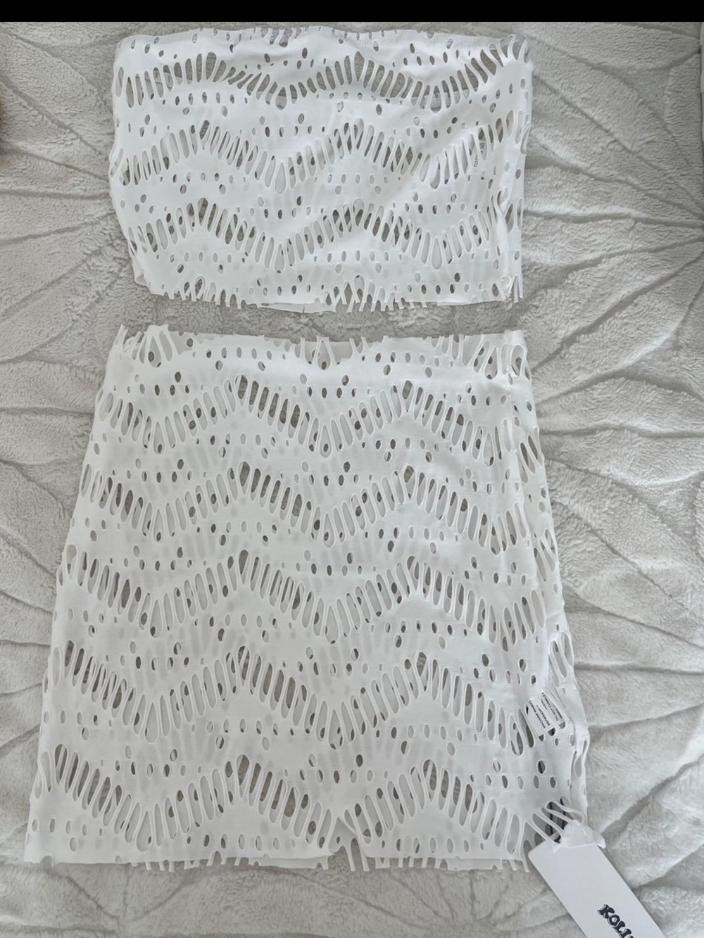 White Laser-Cut Mini Skirt by